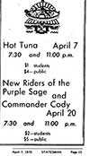 April 1972 Tour newspaper ad