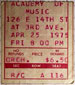 1975-04-25 Early Show Ticket