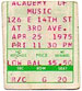 1975-04-25 Late Show Ticket
