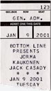 2001-01-09 Ticket Early Show