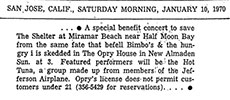 Saturday Morning, San Jose, CA January 10, 1970