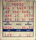 1975-04-25 Late Show Ticket