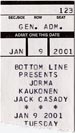 2001-01-09 Ticket Early Show